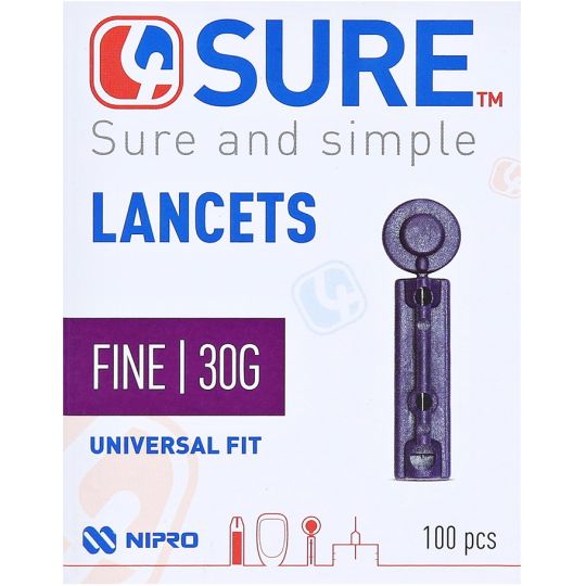 4Sure Fine 30G Single Use Lancets - 100 Pack
