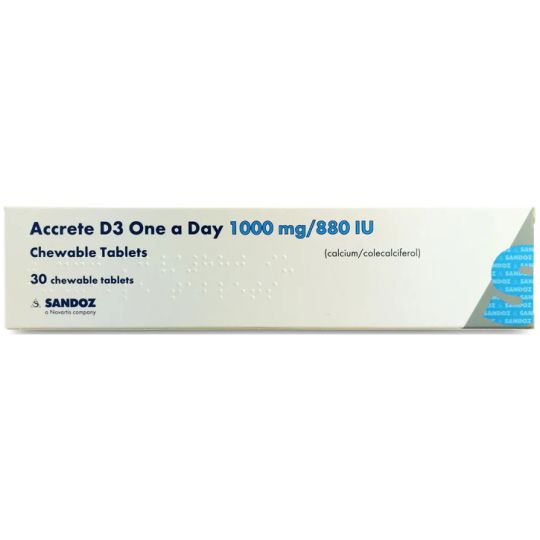 Accrete D3 One a Day 1000mg/880iu Chewable Tablets – 30 Pack