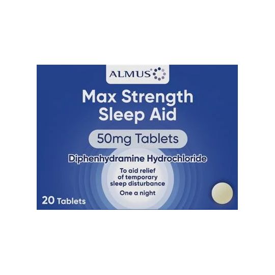 Almus Max Strength Sleep Aid 50mg Tablets - 20 Pack