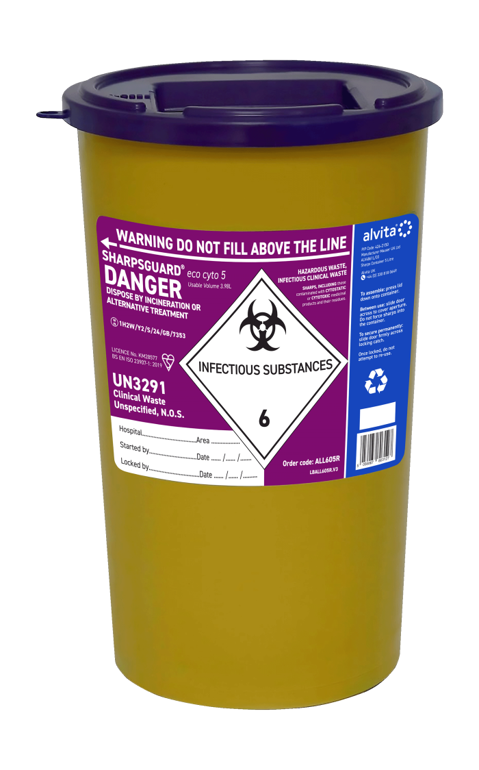 Alvita Sharpsguard Bin Purple 5 L