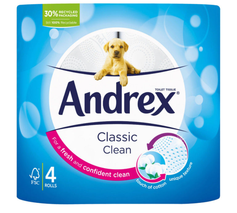Andrex Classic Clean Toilet Rolls – 4 Pack