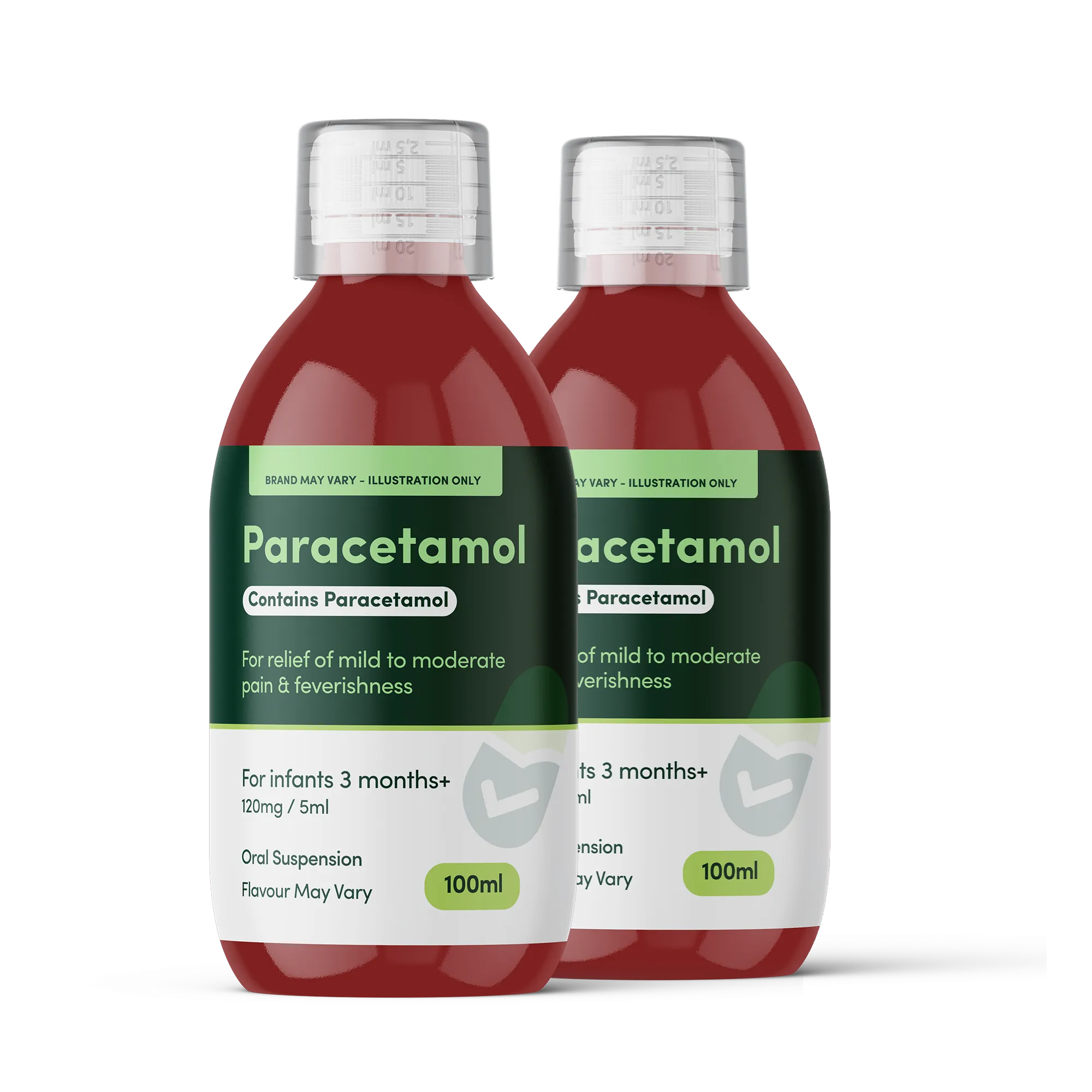 Paracetamol 120mg/5ml 3 Months+ Sugar Free Oral Suspension 100ml (2-Pack)