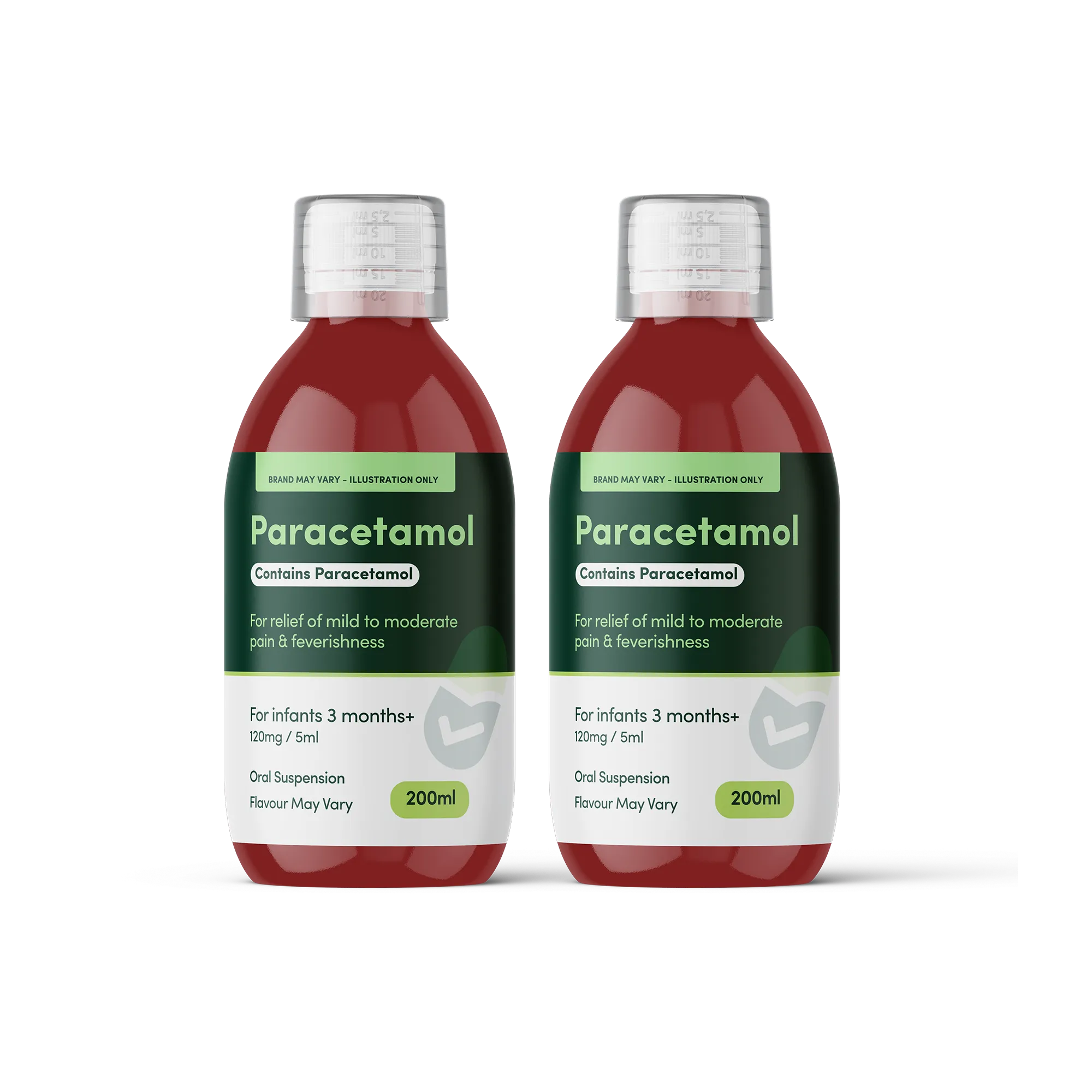 Paracetamol 120mg/5ml 3 Months+ Sugar Free Oral Suspension – 200ml (2 Pack)