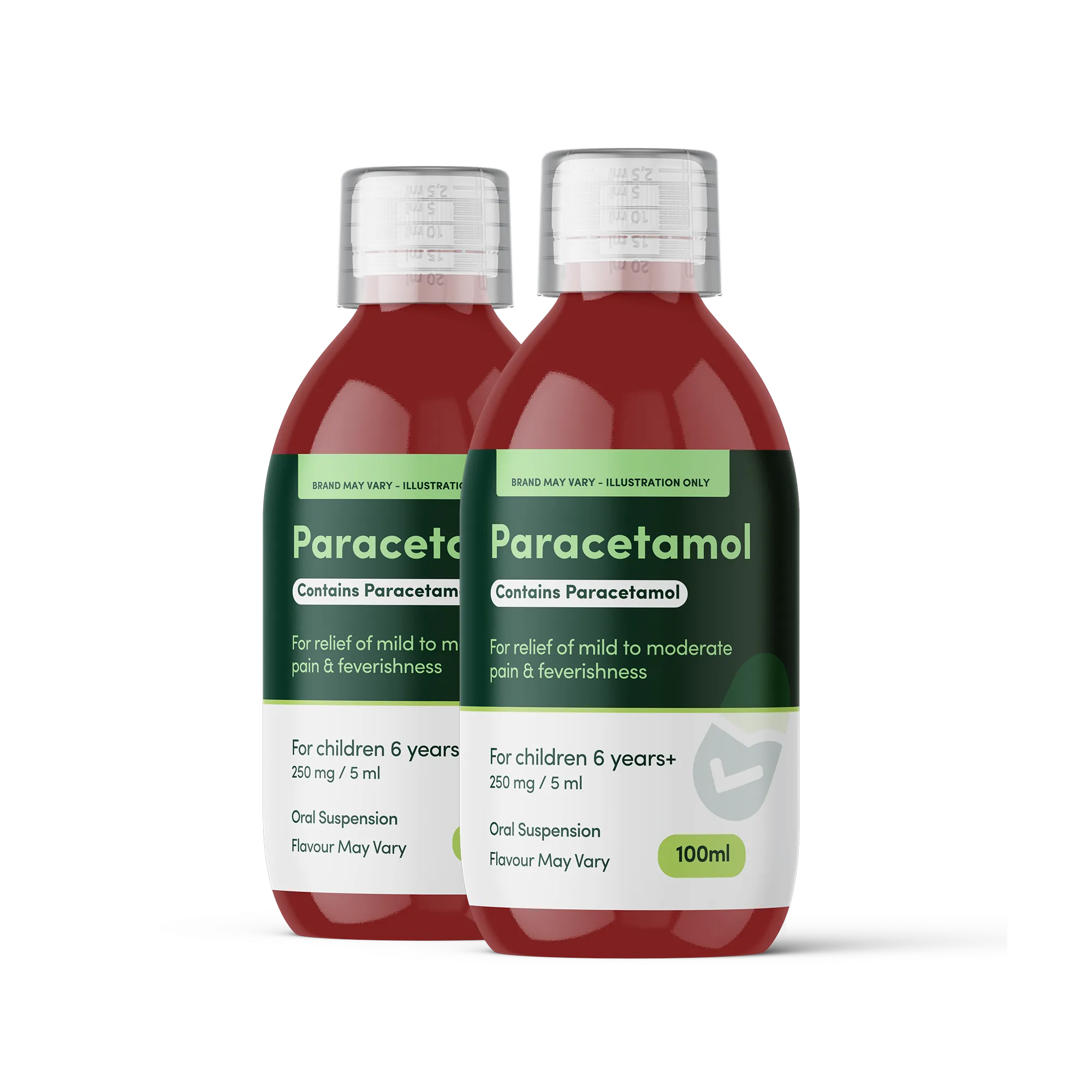 Paracetamol 250mg/5ml 6 Years+ Sugar Free Oral Suspension 100ml (2-Pack)
