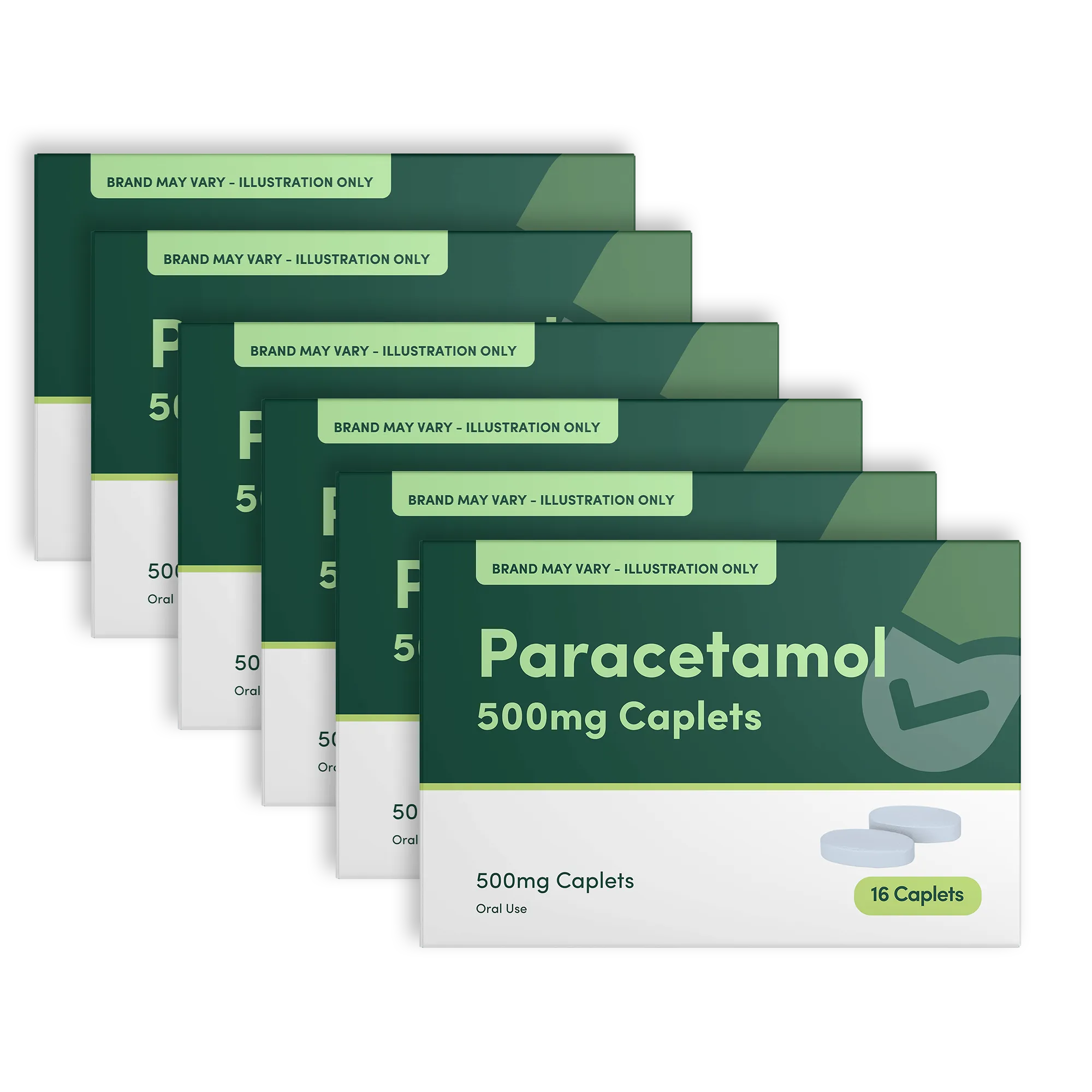 Paracetamol 500mg Caplets – 16 Pack (6-Pack)