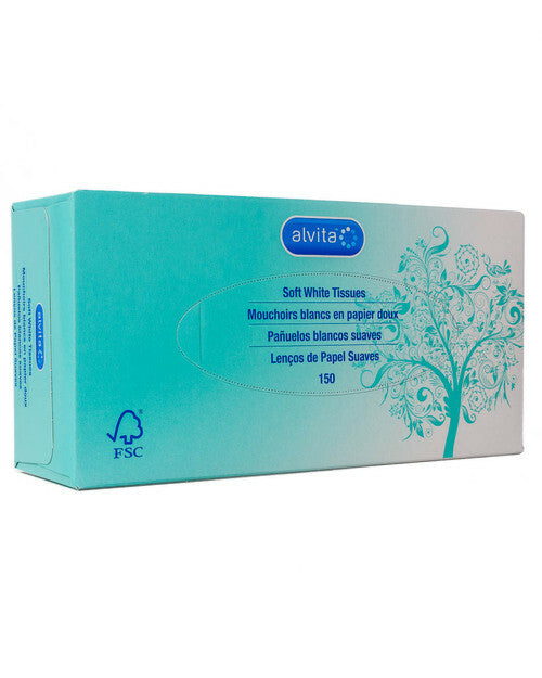 Alvita Soft White Tissues 2-Ply – 150 Pack