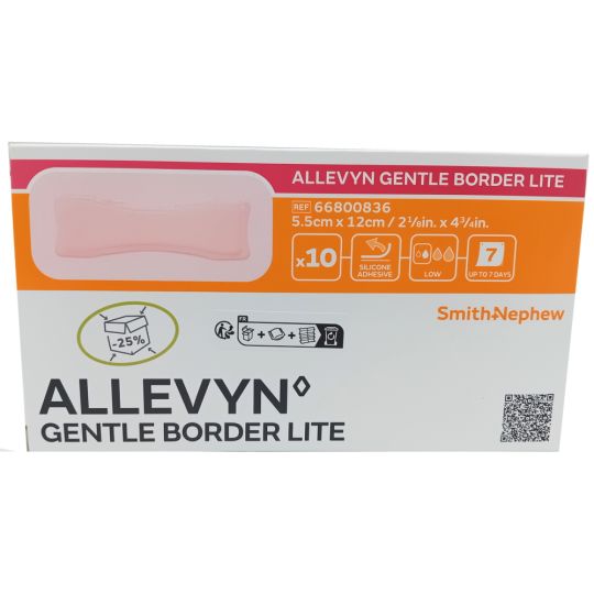 Allevyn Gentle Border Lite Dressing 5.5cm x 12cm – 10 Pack