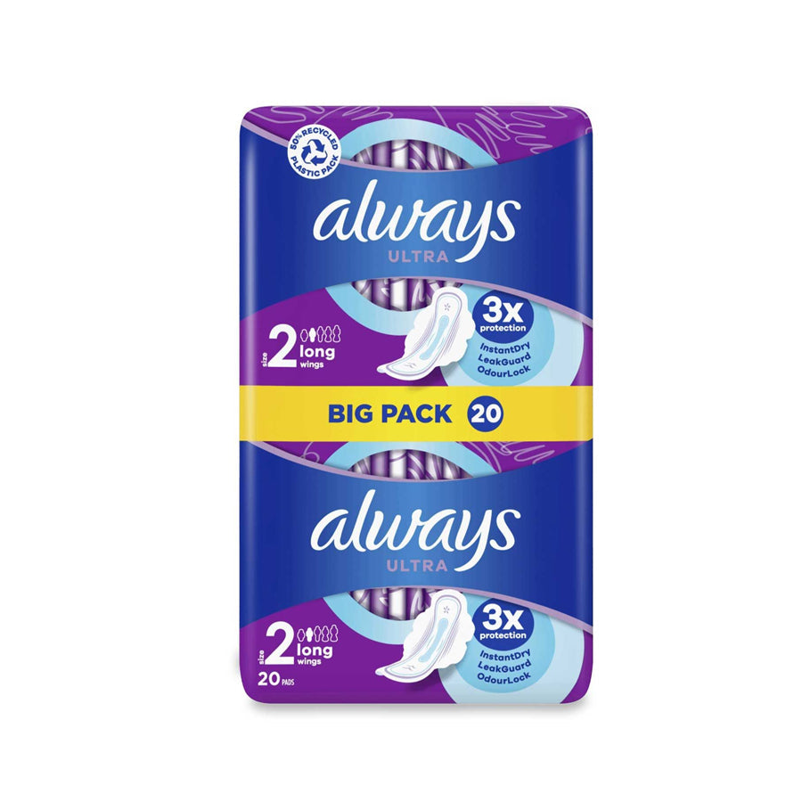 Always Ultra Sanitary Towels Long with Wings Size 2 – 20 Pack