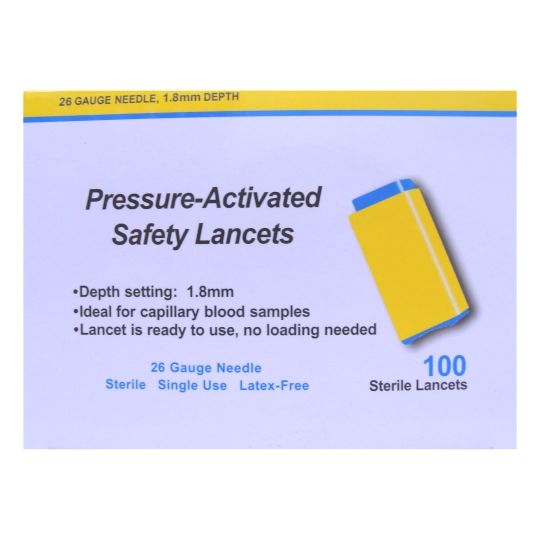 Apollo Pressure-Activated Safety Lancets 26G – 100 Pack