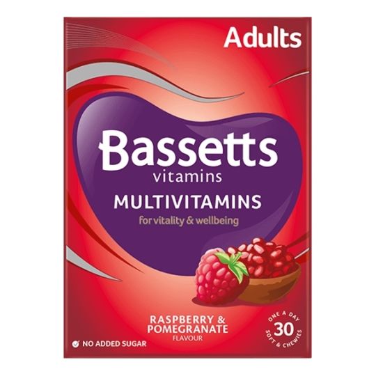Bassetts Adults Multivitamins Raspberry & Pomegranate Flavour – 30 Pack
