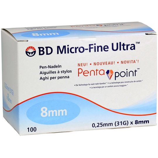 BD Micro-Fine Ultra Pen Needles 8mm - 100 Pack