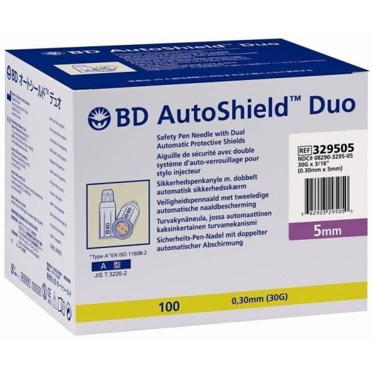 BD Autoshield Duo Safety Pen Needles 5mm 30G - 100 Pack