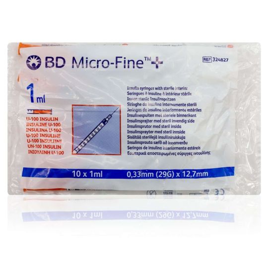 BD Micro-Fine+ U-100 Insulin Syringe Needles 1ml 29g 127mm – 10 Pack