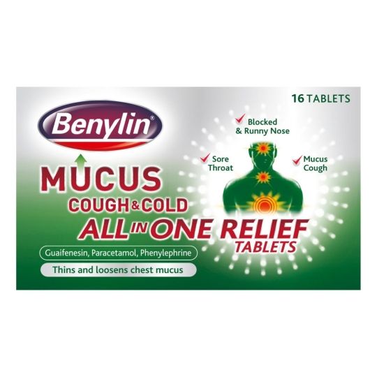 Benylin Mucus Cough & Cold All in One Relief Tablets – 16 Pack
