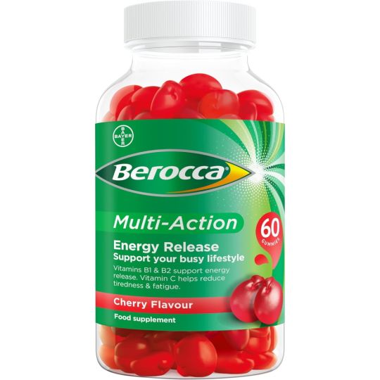 Berocca Multi-Action Energy Release Cherry Flavour Gummies – 60 Pack