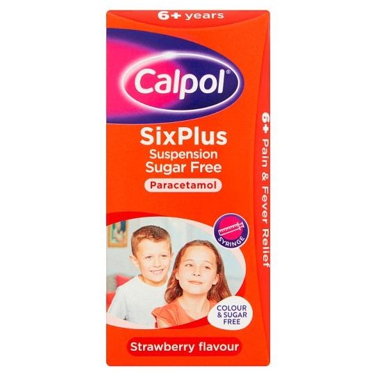 Calpol Six Plus Sugar Free Strawberry Flavour Suspension – 80ml
