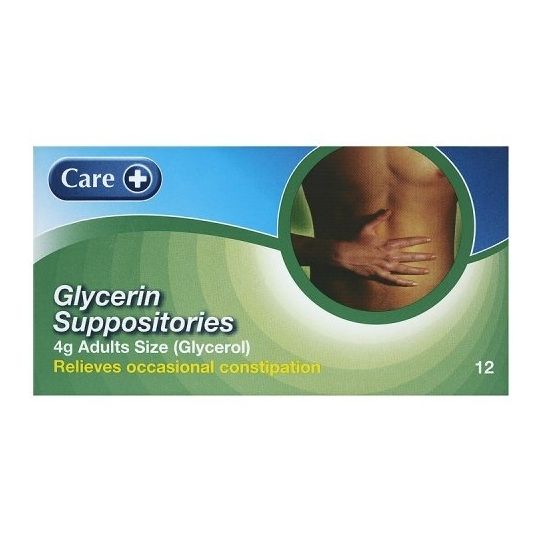 Care Glycerol 4g Suppositories for Adults - 12 Pack