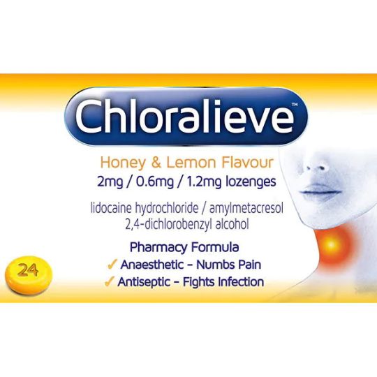 Chloralieve Honey & Lemon Flavour Lozenges - 24 Pack