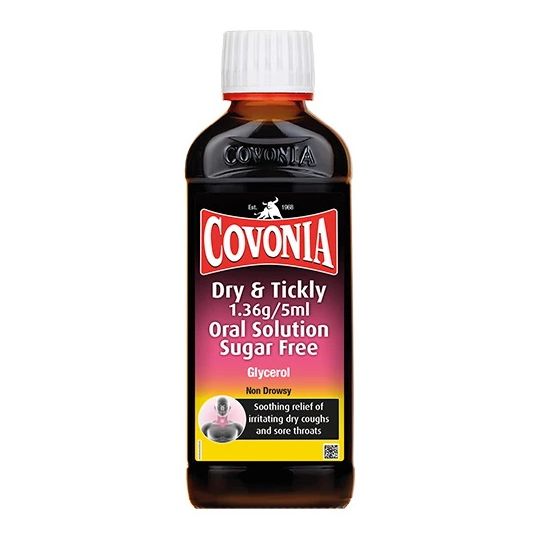 Covonia Dry & Tickly Cough 1.36g/5ml Oral Sugar Free Solution – 150ml