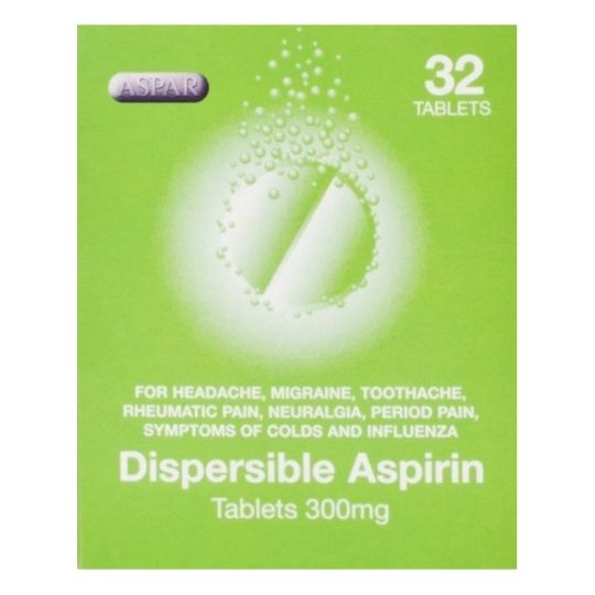 Dispersible Aspirin 300mg Tablets - 32 Pack