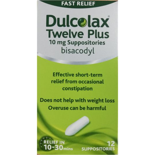 Dulcolax Twelve Plus 10mg Suppositories - 12 Pack