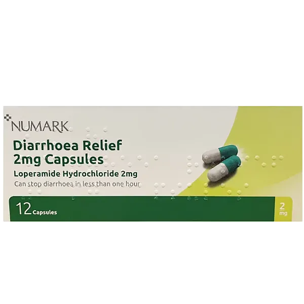 Numark Diarrhoea Relief (Loperamide 2mg) Capsules – 12 Pack