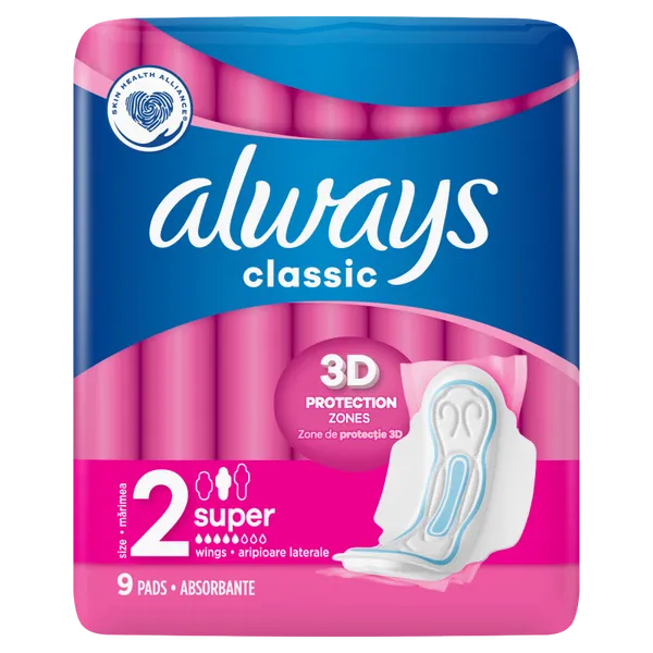 Always Classic Super Pads Size 2 – 9 Pack