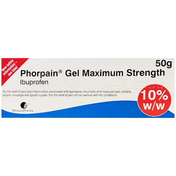 Phorpain Maximum Strength Ibuprofen 10% Gel – 50g