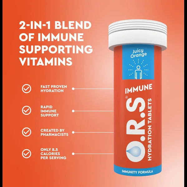 ORS Hydration Tablets Immune Juicy Orange – 20 Pack