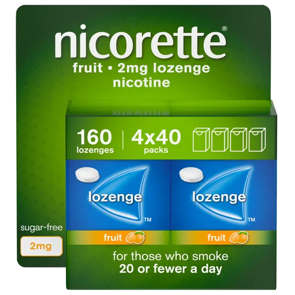 Nicorette® 2mg Lozenge Fruit – 4 x 40 Lozenges