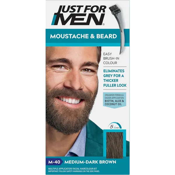 Just For Men Moustache & Beard Easy Brush-In Colour – Medium-Dark Brown