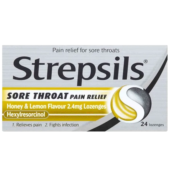 Strepsils Lozenges Sore Throat Pain Relief Honey & Lemon – 24 Pack