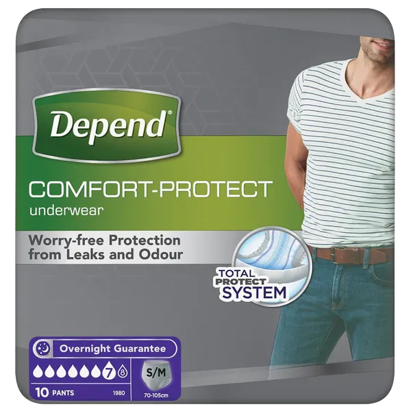 Depend Comfort Protect Underwear for Men Level 7 Small/Medium – 10 Pack