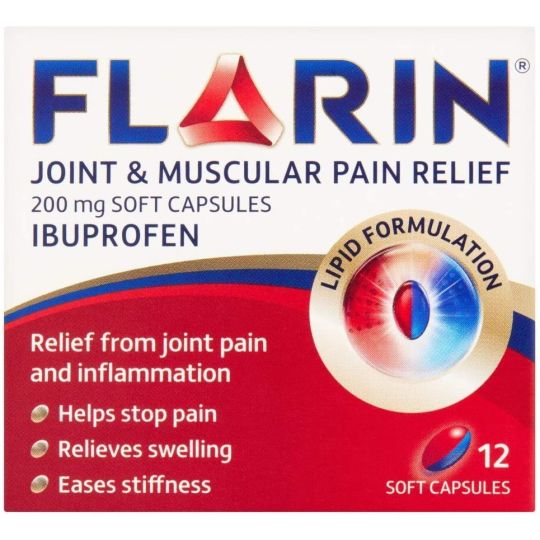 Flarin Joint & Muscular Pain Relief 200mg Soft Capsules - 12 Pack