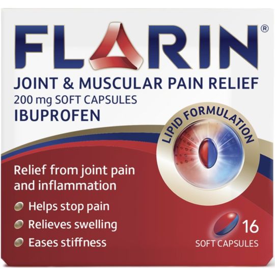Flarin Joint & Muscular Pain Relief 200mg Soft Capsules - 16 Pack