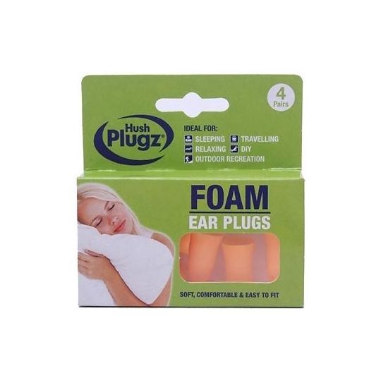 Hush Plugz Foam Ear Plugs – 4 Pairs