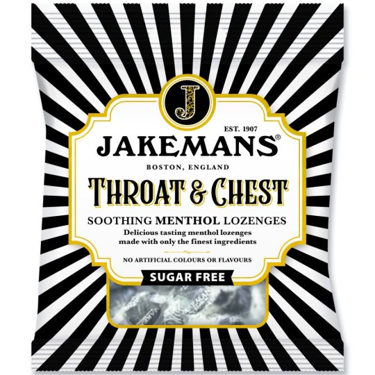Jakemans Throat & Chest Soothing Menthol Sugar Free Lozenges – 50g