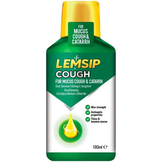 Lemsip Cough For Mucus Cough & Catarrh Oral Solution – 180ml