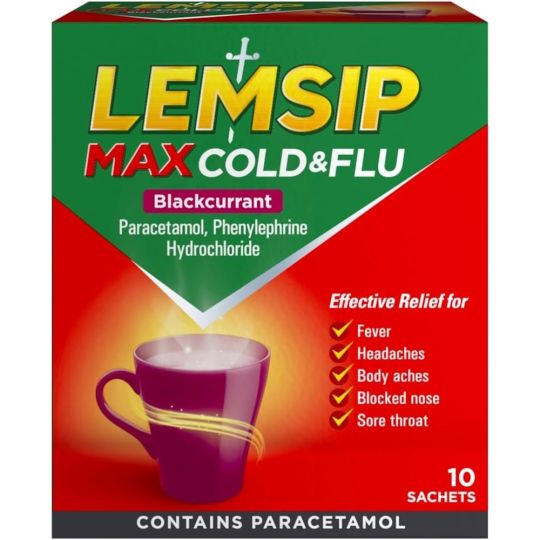 Lemsip Max Cold & Flu Blackcurrant – 10 Pack
