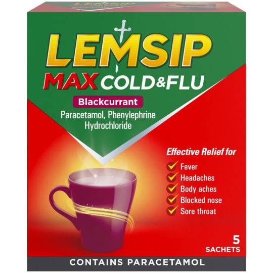 Lemsip Max Cold & Flu Blackcurrant - 5 Pack