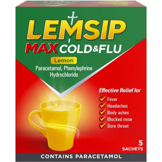 Lemsip Max Cold & Flu Sachets Lemon – 5 Pack