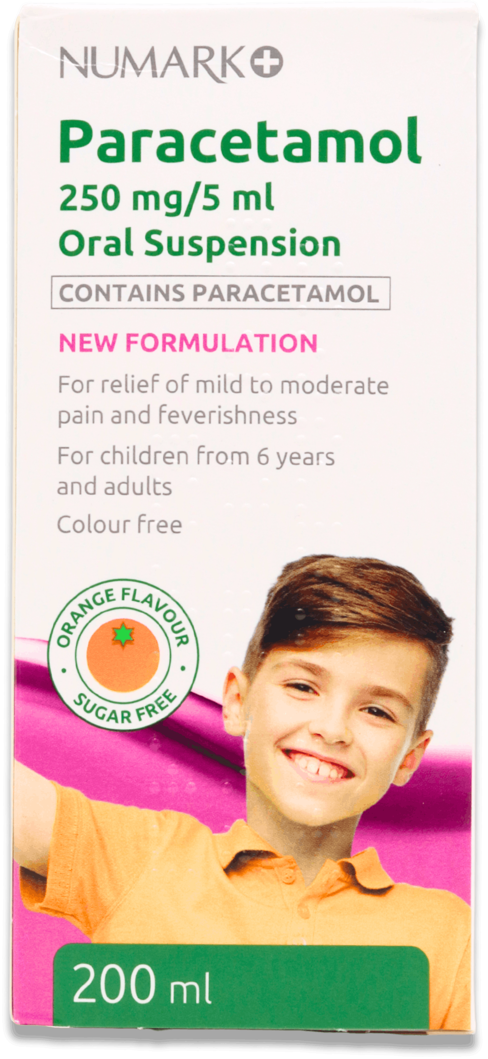 Numark Paracetamol Sugar Free Suspension 250mg 6+ Years - 200ml