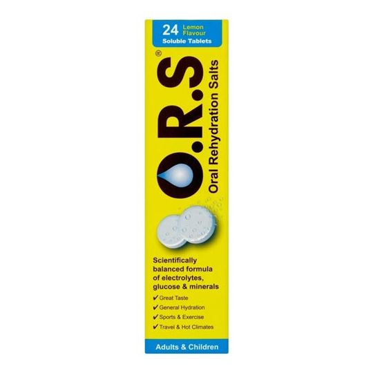 O.R.S Oral Rehydration Salts Lemon Flavour Soluble Tablets - 24 Pack