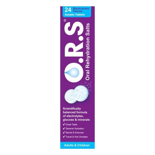 O.R.S Oral Rehydration Salts Blackcurrant Flavour Soluble Tablets - 24 Pack
