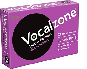 Vocalzone Throat Pastilles Blackcurrant S/F – 24 Pack