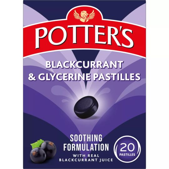 Potter's Blackcurrant & Glycerine Pastilles – 20 Pack