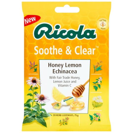 Ricola Soothe & Clear Honey, Lemon & Echinacea Herb Lozenges – 75g