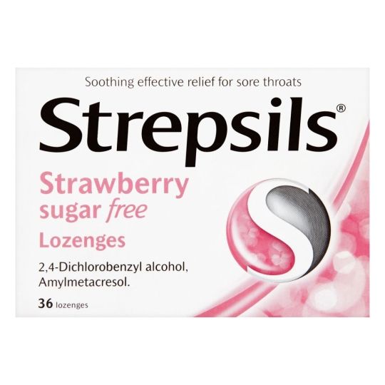 Strepsils Sugar Free Strawberry Lozenges - 36 Pack