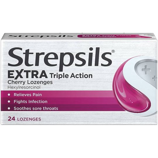 Strepsils Extra Triple Action Cherry Lozenges - 24 Pack