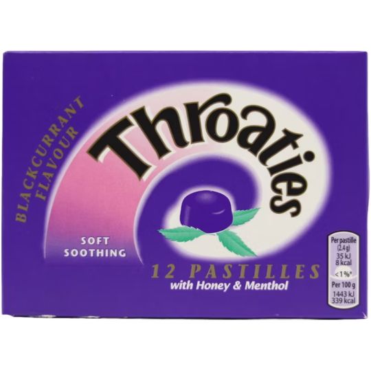 Throaties Blackcurrant Flavour Pastilles – 12 Pack